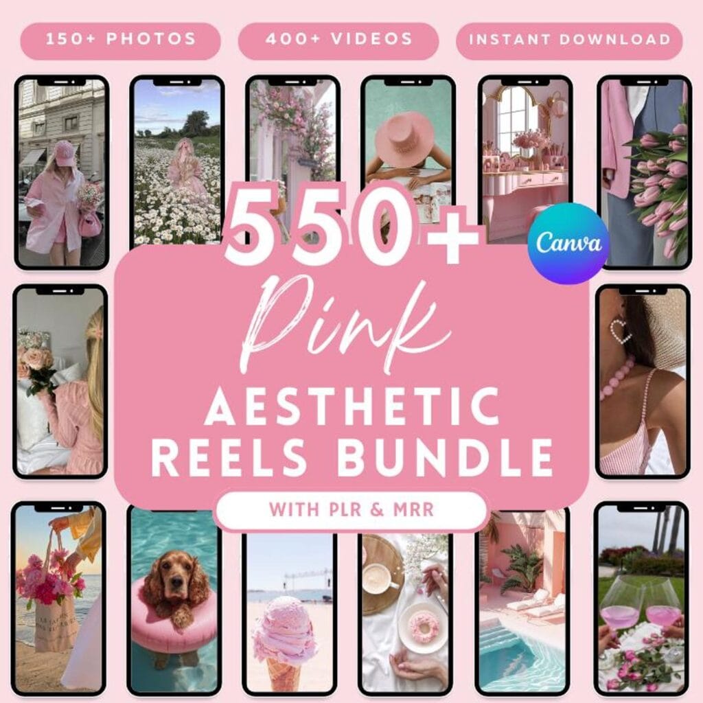 550+ Pink Aesthetic Faceless Videos Photo Bundle