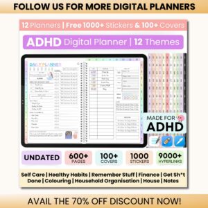 Dark Mode Digital Planner 2025-2026 | Master Your Daily Life