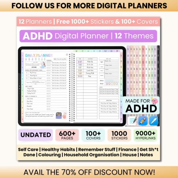 Dark Mode Digital Planner 2025-2026 | Master Your Daily Life